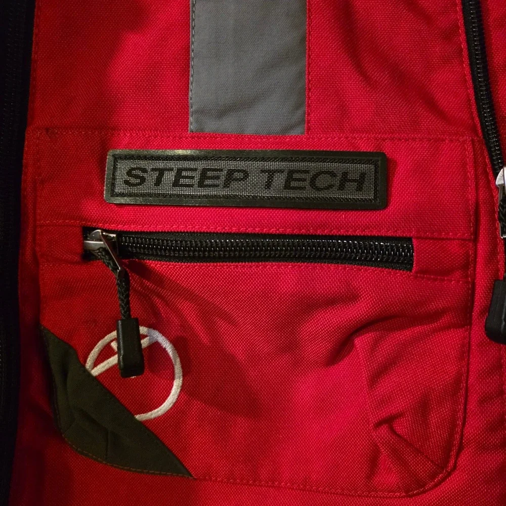 The North Face Steep Tech Jacket Red Grey‎ Technical Ski Coat Mens Medium NWT